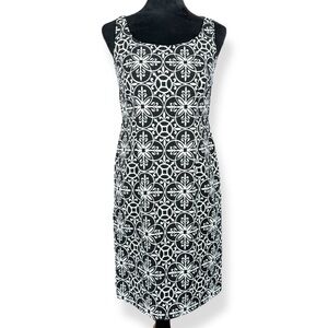 Jessica Howard Black White Printed Sleeveless Dress Size 6 Unlined